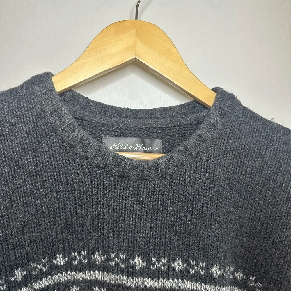 Eddie Bauer Men's Thick Knit Pullover Ski Sweater. Size: Large. Gray. - Picture 3 of 6